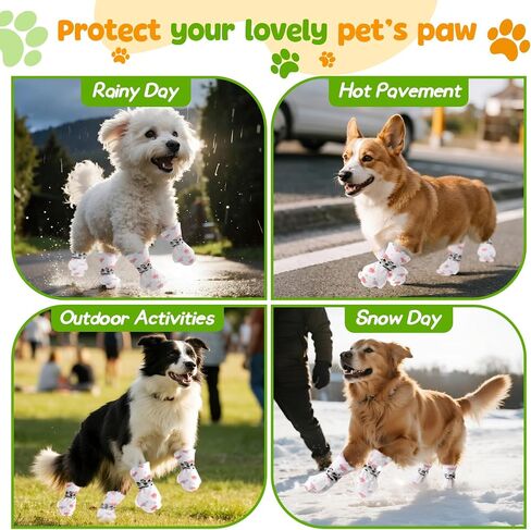 Disposable Dog Shoes, Rain Boots for Dogs, 20pcs Waterproof Dog Paw Socks Cover & 3pcs Adjustable Bandage, Paw Protectors for Small Medium Large Dogs for Summer Winter Snow (Blue-Green, M) in Saudi Arabia