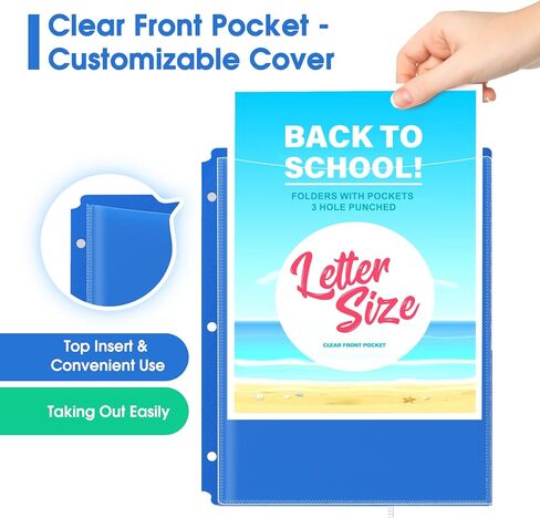 KTRIO Plastic Folders with Clear Front Pocket, 4 Pack Folders with Pockets and Prongs, Heavy Duty 2 Pocket 3 Prong Folders, Letter Size Colored Plastic Folders for School Office, 4 Assorted Colors in Saudi Arabia