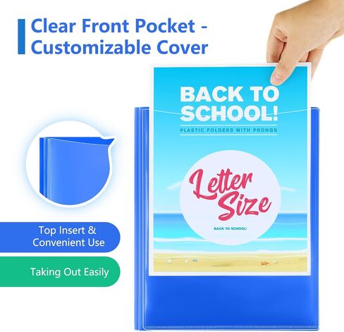 KTRIO Plastic Folders with Clear Front Pocket, 4 Pack Folders with Pockets and Prongs, Heavy Duty 2 Pocket 3 Prong Folders, Letter Size Colored Plastic Folders for School Office, 4 Assorted Colors in Saudi Arabia