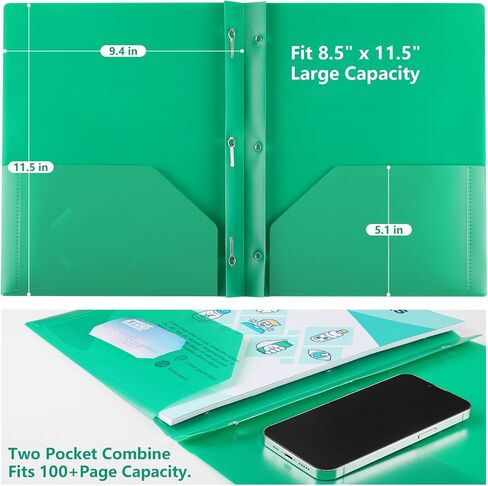 KTRIO Plastic Folders with Clear Front Pocket, 4 Pack Folders with Pockets and Prongs, Heavy Duty 2 Pocket 3 Prong Folders, Letter Size Colored Plastic Folders for School Office, 4 Assorted Colors in Saudi Arabia