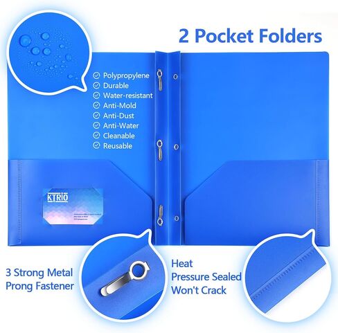 KTRIO Plastic Folders with Clear Front Pocket, 4 Pack Folders with Pockets and Prongs, Heavy Duty 2 Pocket 3 Prong Folders, Letter Size Colored Plastic Folders for School Office, 4 Assorted Colors in Saudi Arabia