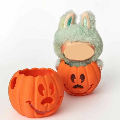 Halloween Pumpkin Hat & Holder Set for Labubu - Festive Decoration Figure Accessory，Halloween Decoration，Dorable Character Display Piece in Saudi Arabia