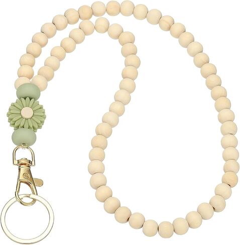 PATIKIL Wooden Teacher Lanyards, Retractable Cute Beaded Lanyards for Women ID Badge Keys in Saudi Arabia