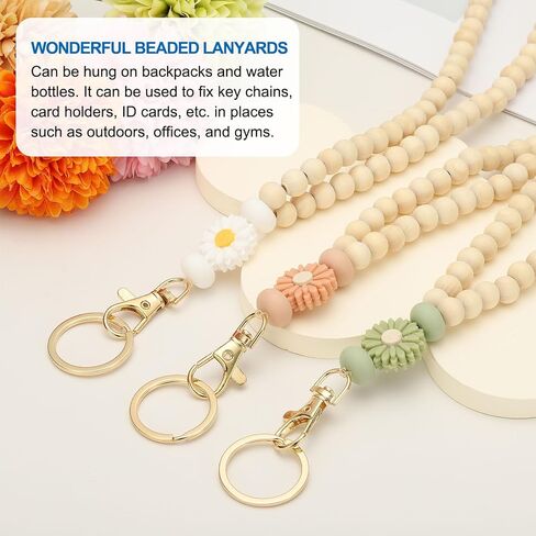 PATIKIL Wooden Teacher Lanyards, Retractable Cute Beaded Lanyards for Women ID Badge Keys in Saudi Arabia