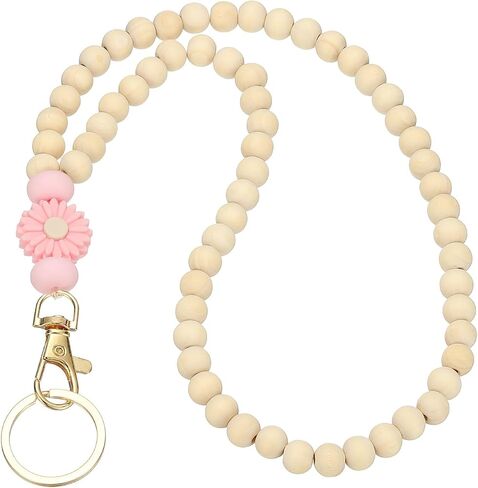 PATIKIL Wooden Teacher Lanyards, Retractable Cute Beaded Lanyards for Women ID Badge Keys in Saudi Arabia