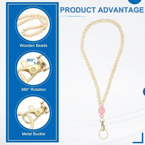 PATIKIL Wooden Teacher Lanyards, Retractable Cute Beaded Lanyards for Women ID Badge Keys in Saudi Arabia
