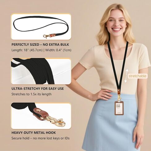 Stretchy Neck Lanyard for ID Badge Holder,Thin Keychain Lanyards for Keys, ID Badges,Teacher Lanyard for Women/Men in Saudi Arabia