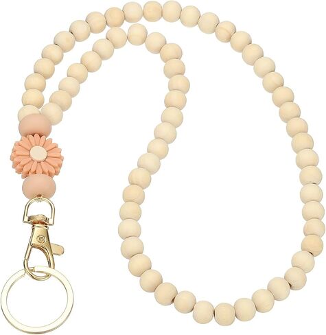 PATIKIL Wooden Teacher Lanyards, Retractable Cute Beaded Lanyards for Women ID Badge Keys in Saudi Arabia