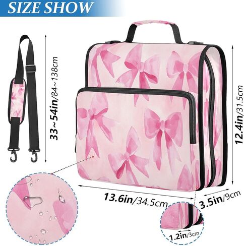 يحتوي Bink Bow Zipper Binder ، حقيبة موثق من 3 بوصات بحجم 1.5 بوصة على 500 صفحة ، منظم سحاب متعدد الجيبات مع حزام ومقبض قابل للتعديل in Kuwait