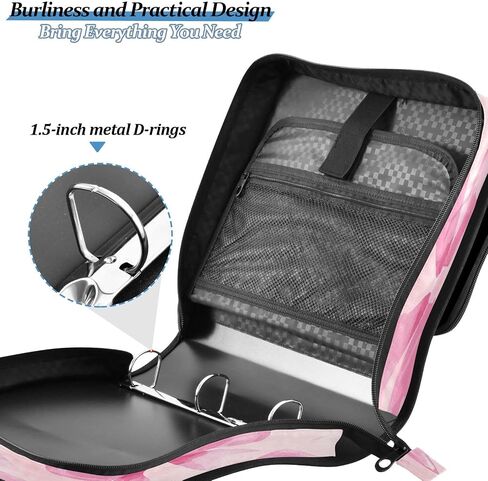 يحتوي Bink Bow Zipper Binder ، حقيبة موثق من 3 بوصات بحجم 1.5 بوصة على 500 صفحة ، منظم سحاب متعدد الجيبات مع حزام ومقبض قابل للتعديل in Kuwait