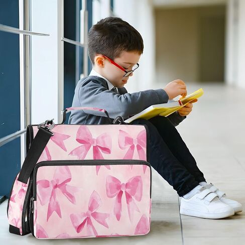 يحتوي Bink Bow Zipper Binder ، حقيبة موثق من 3 بوصات بحجم 1.5 بوصة على 500 صفحة ، منظم سحاب متعدد الجيبات مع حزام ومقبض قابل للتعديل in Kuwait