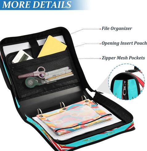 يحتوي Bink Bow Zipper Binder ، حقيبة موثق من 3 بوصات بحجم 1.5 بوصة على 500 صفحة ، منظم سحاب متعدد الجيبات مع حزام ومقبض قابل للتعديل in Kuwait