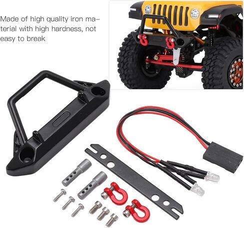 SCX24 Bumper, 1/24 RC Bumper Upgrade Parts with 2 LED Headlights, RC Bumpers for Car Crawler Accessory in Saudi Arabia