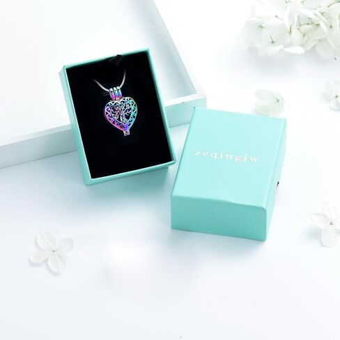 zeqingjw Hollow Heart Urn Necklace for Ashes Always in My Heart Cremation Jewelry Memorial Locket Pendant Jar Keepsake Necklace Gift in Saudi Arabia