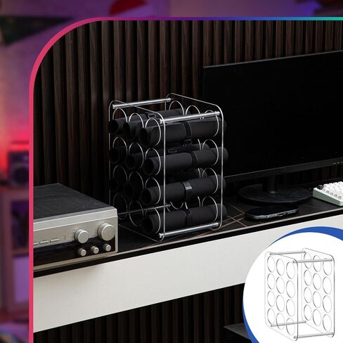 Weysat Playmat Tube Tabletop Storage Holder 12 Slots Clear Acrylic Playmat Holder Transparent Display Rack Organizer with 12 Straps for Standard Card Game Mat Bedroom Playroom Gathering Accessories in Saudi Arabia