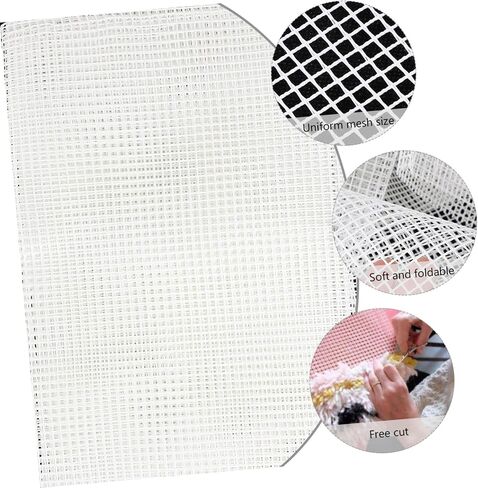 Housoutil DIY Hooking Mesh Rug Making Craft Sheet White Latch Hook Canvas for Handmade Tapestry Embroidery Accessories for Adults for Home Decor in Saudi Arabia