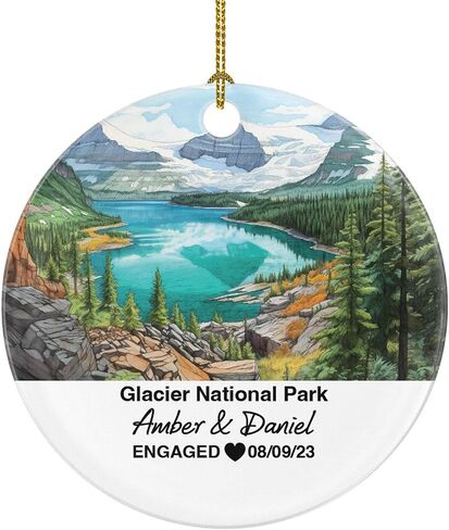 Glacier National Park Ornament, Engaged Married Family Together Couple Montana Travel Honeymoon Christmas, Wedding Engagement Marriage in Saudi Arabia
