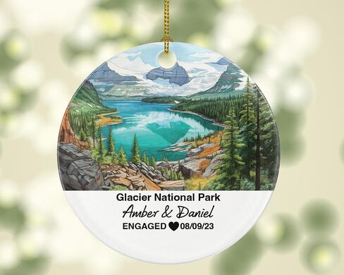 Glacier National Park Ornament, Engaged Married Family Together Couple Montana Travel Honeymoon Christmas, Wedding Engagement Marriage in Saudi Arabia