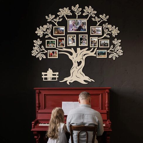 JustLikeWood 51х45" Wooden Family Tree Wall Decor HAPPY FAMILY, Picture Frame Collage Home Decorations for Living Room, Bedroom, Kitchen, Dining and Office, Tree Wall Decal, 3D DIY, Natural Wood in Saudi Arabia