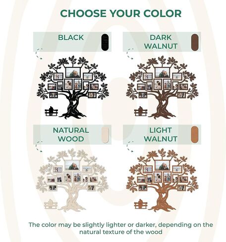 JustLikeWood 51х45" Wooden Family Tree Wall Decor HAPPY FAMILY, Picture Frame Collage Home Decorations for Living Room, Bedroom, Kitchen, Dining and Office, Tree Wall Decal, 3D DIY, Natural Wood in Saudi Arabia