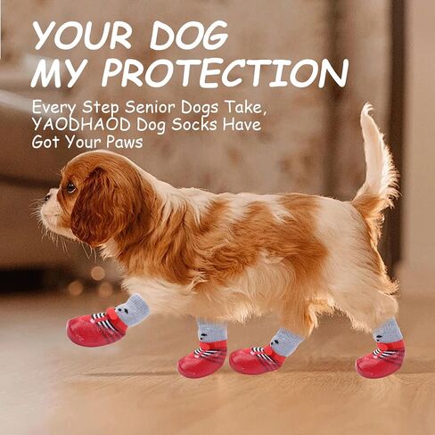 YAODHAOD Anti-Slip Dog Socks for Hardwood Floors,Dog Shoes Hot/Cold Pavement to Prevent Licking Paws,Dog Boots & Paw Protector, Traction Control Booties for Small Dogs(4PCS) (Black, Small) in Saudi Arabia