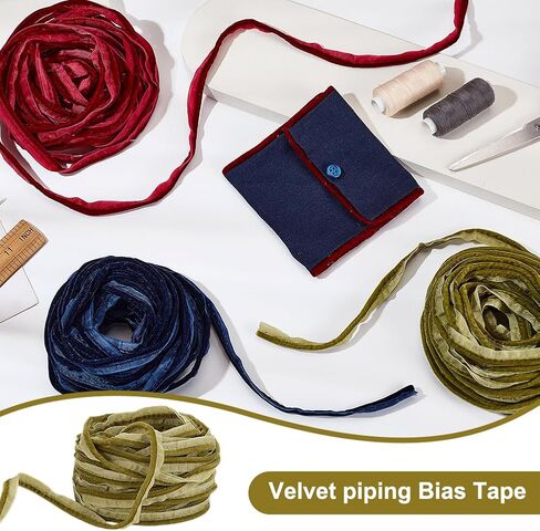 AHANDMAKER 10 Yards Piping Bias Tape, 1/2 Inch Velvet Piping Trim with Welting Cord Polyester Lip Cord Trim for Sewing Garment Clothing Upholstery Accessories DIY Crafting, Olive Drab in Saudi Arabia