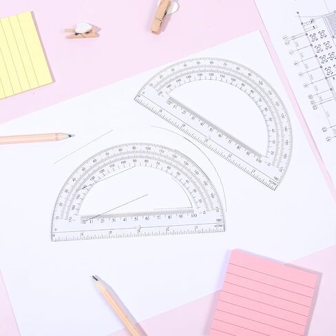 Clear Protractor, 2 Pcs 6 Inch Plastic Protractors Math Protractor Ruler 180 Degrees Angle Measurement for Geometry Classroom Student School Office Supplies in Saudi Arabia