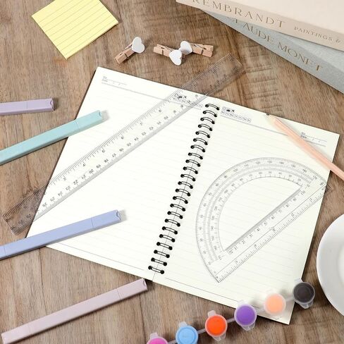2 Pack 12 Inch Plastic Ruler and 6 Inch Plastic Protractor Set, Clear Math Geometry Supplies Angle Detector for School Classroom Home Office Drawing in Saudi Arabia