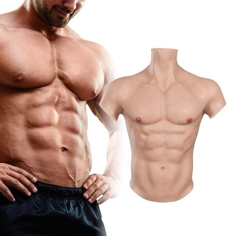 بدلة عضلات من السيليكون من ميناكي، صدر ذكر، بطن عضلات وهمية واقعية للحفلات التنكرية، وحفلات المتحولين جنسيا in Kuwait