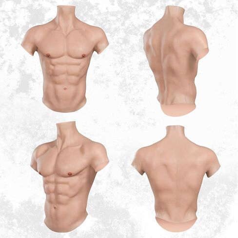 بدلة عضلات من السيليكون من ميناكي، صدر ذكر، بطن عضلات وهمية واقعية للحفلات التنكرية، وحفلات المتحولين جنسيا in Kuwait