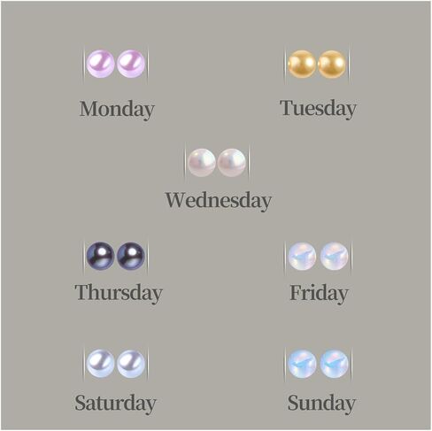 7 أزواج من أقراط اللؤلؤ 925 من الفضة الإسترليني أقراط اللؤلؤ أقراط اللؤلؤ ترصيع لعيد الميلاد هدايا النساء أقراط الأسبوع هيبوالرجينيك in Kuwait