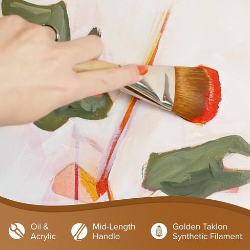 Silver Brush Limited 820330 Silver Jumbo Golden Taklon Filbert Brush, Large Murals, Easel Painters and Furniture, Size 30, Mid Length Handle in Saudi Arabia