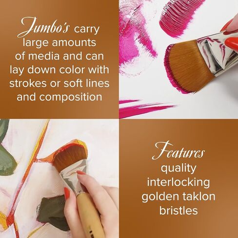 Silver Brush Limited 820330 Silver Jumbo Golden Taklon Filbert Brush, Large Murals, Easel Painters and Furniture, Size 30, Mid Length Handle in Saudi Arabia