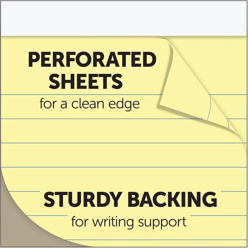 Office Depot Perforated Writing Pads, 8 1/2in. x 14in., Legal Ruled, 50 Sheets, Canary, Pack Of 12 Pads, 99420 in Saudi Arabia