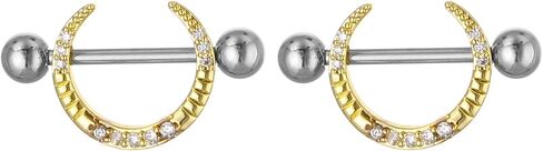 YYJFF 28 Pcs Nipple Rings Surgical Stainless Steel Zircon Copper Piercing Jewelry Tongue Rings Barbells 14Ga 16mm Length Heart Shape in Saudi Arabia