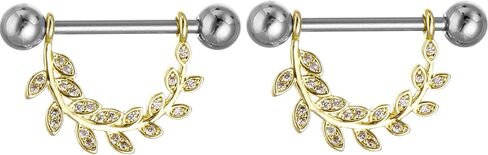 YYJFF 28 Pcs Nipple Rings Surgical Stainless Steel Zircon Copper Piercing Jewelry Tongue Rings Barbells 14Ga 16mm Length Heart Shape in Saudi Arabia