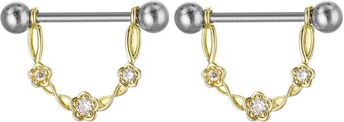 YYJFF 28 Pcs Nipple Rings Surgical Stainless Steel Zircon Copper Piercing Jewelry Tongue Rings Barbells 14Ga 16mm Length Heart Shape in Saudi Arabia