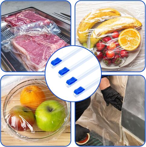Plastic Wrap Cutter Slide Cutter 4 Pcs Self-Adhesive Replacement Food Cling Wrap Fit 12" Roll Slide Cutter Quick Cut Dispensers for Waxed Paper Parchment Aluminum Foil Waxed Paper in Saudi Arabia