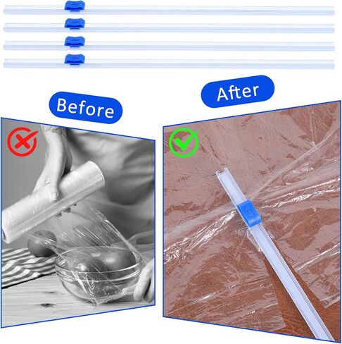 Plastic Wrap Cutter Slide Cutter 4 Pcs Self-Adhesive Replacement Food Cling Wrap Fit 12" Roll Slide Cutter Quick Cut Dispensers for Waxed Paper Parchment Aluminum Foil Waxed Paper in Saudi Arabia