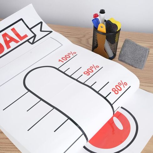 2 Pcs Fundraising Thermometer Goal Charts, 48" x 12" Dry Erase Progress Trackers: Ideal for School Fundraisers, Non-Profit Events, Charity Drives & Community Projects in Saudi Arabia