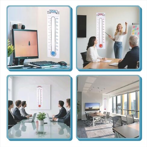 2 Pcs Fundraising Thermometer Goal Charts, 48" x 12" Dry Erase Progress Trackers: Ideal for School Fundraisers, Non-Profit Events, Charity Drives & Community Projects in Saudi Arabia