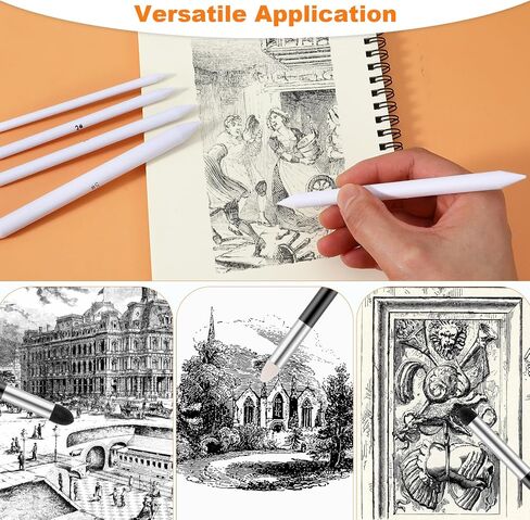 9 Pcs Blending Stumps for Drawing, Washable & Reusable Blending Sponge Pens and Sandpaper Pencil Sharpener Tortillions Blendings Sticks Drawing Art Blenders for Student Artist Charcoal Sketch in Saudi Arabia