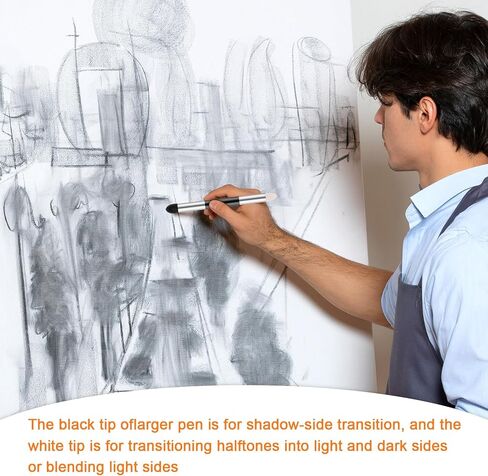 9 Pcs Blending Stumps for Drawing, Washable & Reusable Blending Sponge Pens and Sandpaper Pencil Sharpener Tortillions Blendings Sticks Drawing Art Blenders for Student Artist Charcoal Sketch in Saudi Arabia