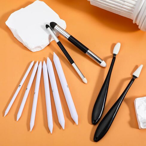 9 Pcs Blending Stumps for Drawing, Washable & Reusable Blending Sponge Pens and Sandpaper Pencil Sharpener Tortillions Blendings Sticks Drawing Art Blenders for Student Artist Charcoal Sketch in Saudi Arabia