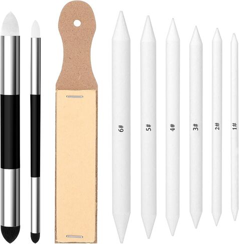 Giantree 9-Piece Set of Smudges Pens for Painting, Oil Pastel Smudge Tools, Beginner Smudge Sticks Including Sandpaper Pencil Sharpener Smudge Pencils for Sketching Suitable for Student Artists in Saudi Arabia
