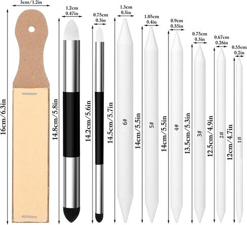 Giantree 9-Piece Set of Smudges Pens for Painting, Oil Pastel Smudge Tools, Beginner Smudge Sticks Including Sandpaper Pencil Sharpener Smudge Pencils for Sketching Suitable for Student Artists in Saudi Arabia