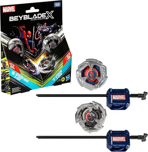 Beyblade X Marvel Collab Spider-Man 3-60F vs. Venom 3-80N Multipack Set, Includes 2 Right-Spin Tops & Launchers, Spinning Toys for Kids 8+, Boys and Girls in Saudi Arabia