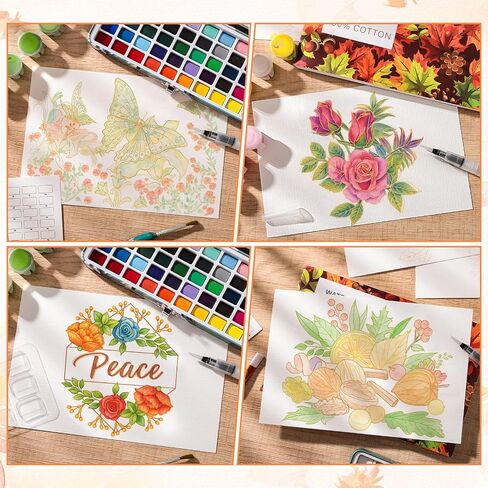 30 Sheets Watercolor Coloring Book, A5 (8.3 x 5.8) Watercolor Workbook, 140 lb/300 GSM Flower Water Color Book for Adults, Creative Art Craft Gift for Beginners in Saudi Arabia