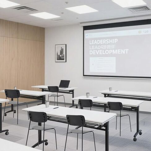 كراسي غرفة مؤتمرات Sidanli مجموعة قابلة للتكديس من 4 ، كراسي الاستقبال مع مقعد بلاستيكي ، كراسي تكديس لانتظار غرفة استراحة ، أبيض in Kuwait