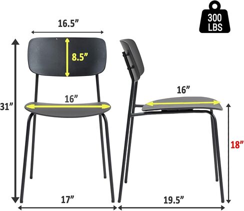 كراسي غرفة مؤتمرات Sidanli مجموعة قابلة للتكديس من 4 ، كراسي الاستقبال مع مقعد بلاستيكي ، كراسي تكديس لانتظار غرفة استراحة ، أبيض in Kuwait
